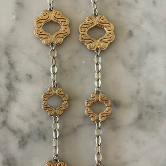 LIA SOPHIA Gold Tone Etched Link Long Necklace Vintage Retired - Picture 8 of 13